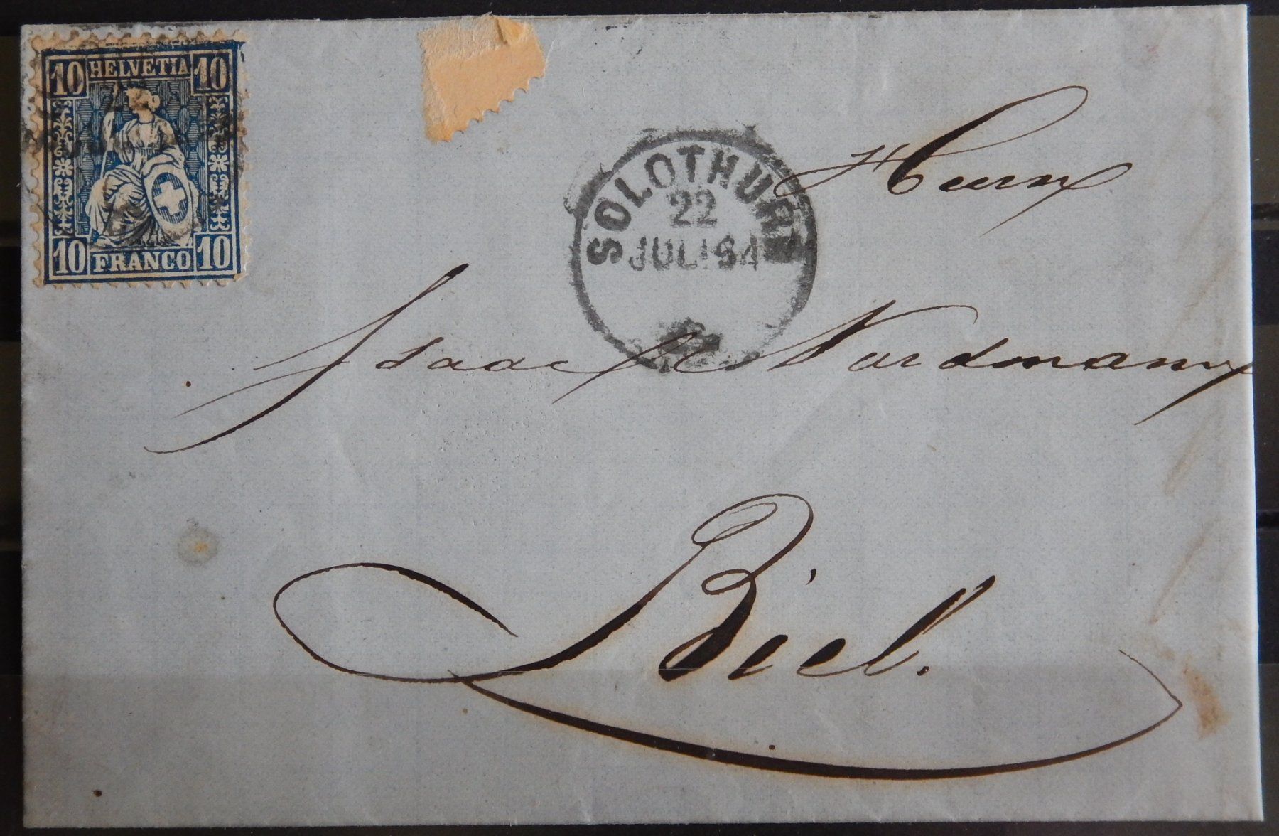 Tutti i francobolli: Schweiz Brief Sitzende Helvetia 10 Ct. 1864 – Usato da Zürich venduto da Muehlekauf