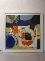 Tableau abstrait signé F.R. encadré.