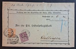 SBK 48 & 51 Faserpapier auf Paket Nachnahmekarte Güttingen