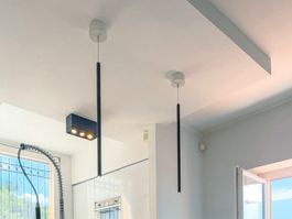 2er Set Moderne lange Hängeleuchten, Schwarz, guter Zustand