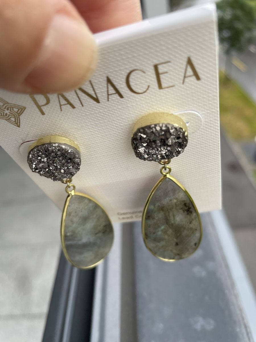 Ohrringe & -stecker: NEW Druzy & Labradorite Drop Earrings, PANACEA – Neu und originalverpackt aus Oberwil BL von Stellochkas