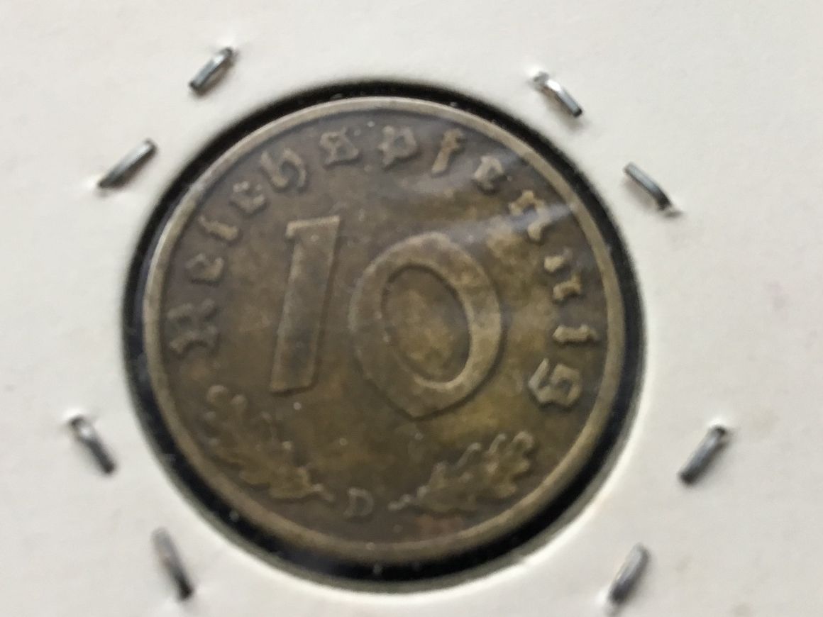 Alle Münzen: Drittes Reich 10 Reichspfennig 1938 D – Gebraucht aus St. Margrethen SG von alfapeugeot10 1