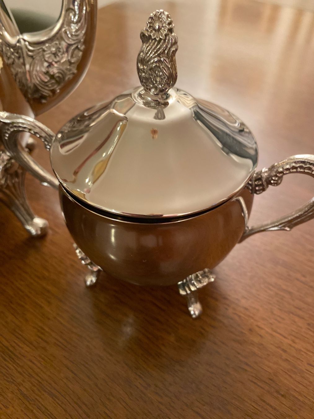 Set di piatti: Elegantes Tee-Set versilbert, 3-teilig, Vintage Stil, – Nuovo (secondo la descrizione) da Illnau venduto da Sniwi67 5
