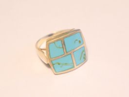 Silberring mit Türkis Gr. 56 1/2 Vintage Statement Ring Boho