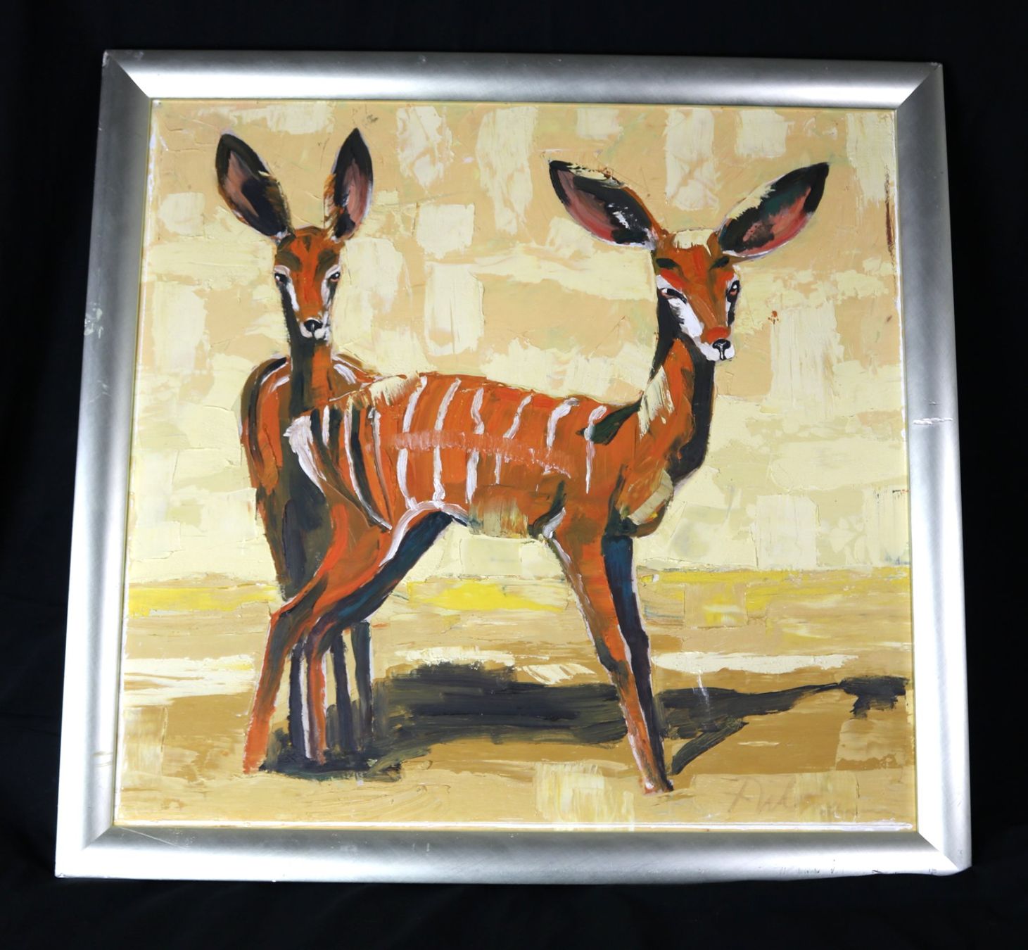 Dipinti: Gemälde Antilopen Kudu handgemalt Impasto Technik – Usato da Volketswil venduto da brockipfannenstil