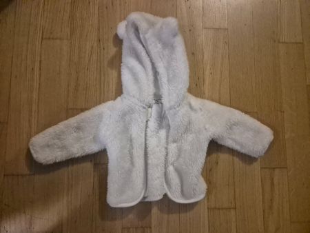 Baby's Cozy Spring White Fleece Jacket, 0-3 Months!62cm