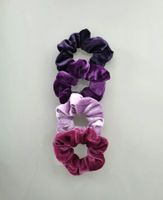 4er Set, Stoff- Scrunchies, Lila/Violett, Neu
