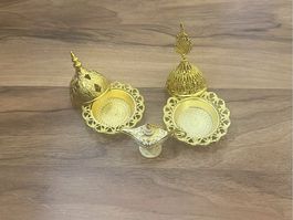Goldfarbene Dekoration Schale Lampe Weihrauchständer