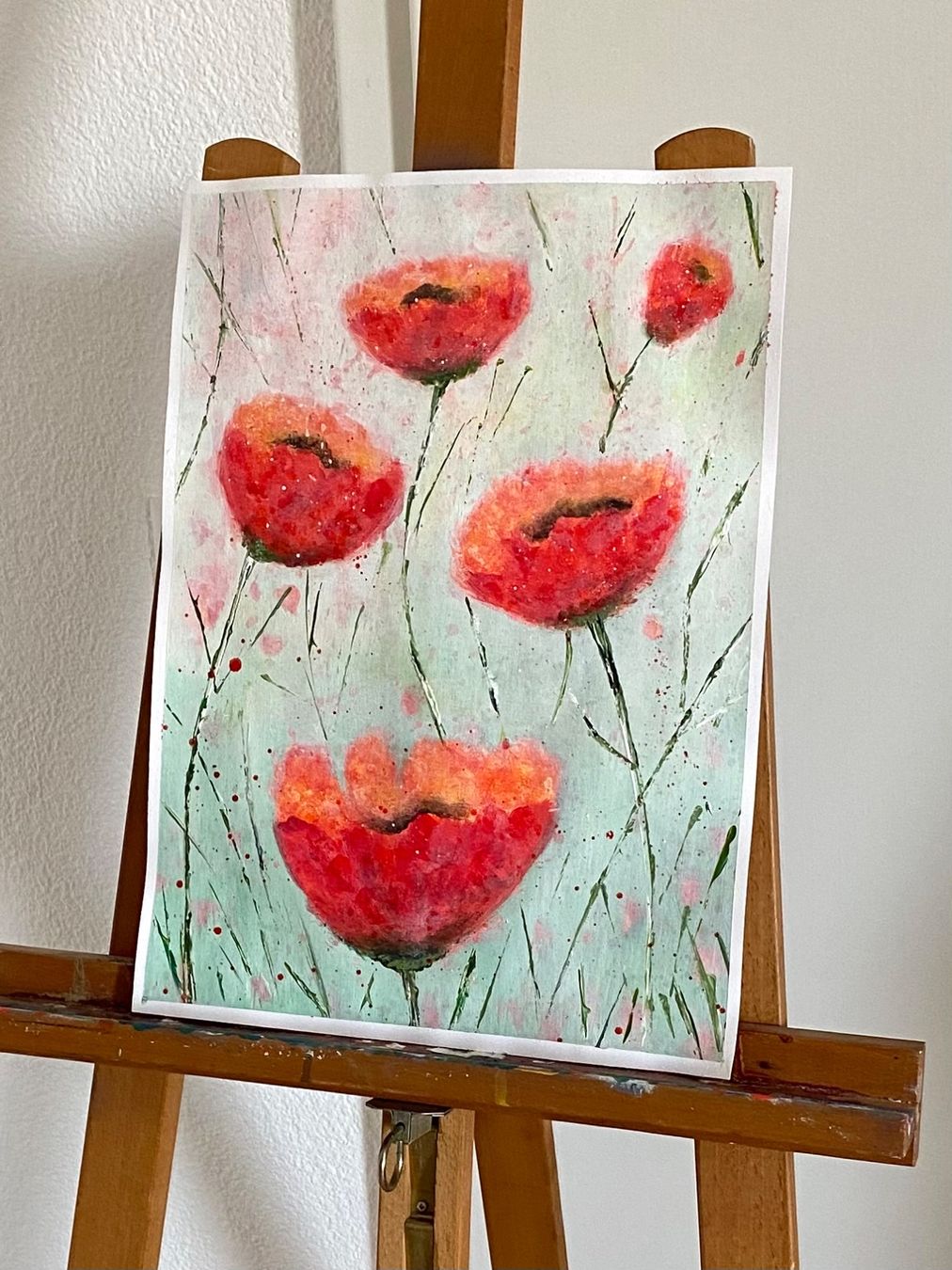Dipinti: Handgemaltes Acryl Bild Mohnblumen. NEU Unikat. Mischtechnik – Nuovo (secondo la descrizione) da Siselen BE venduto da Melody-76 1