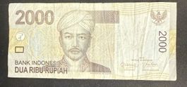 Billet 2000 Rupiah Indonésie 2015, état d'usage, 1 pc