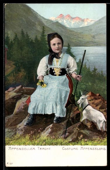 Cartes postales: Kleines Mädchen mit Zicklein in Appenze – D'occasion à Berlin par bartko-reher