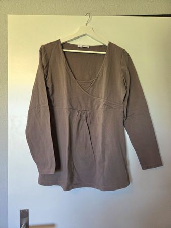 Braunes Langarmshirt Umstandsshirt, Gr. 40/42