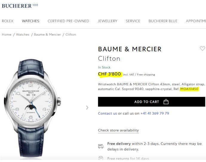Orologi: Baume & Mercier Clifton Ref. MOA10450 NEU – Nuovo (secondo la descrizione) da Meilen venduto da Anonymous3 6