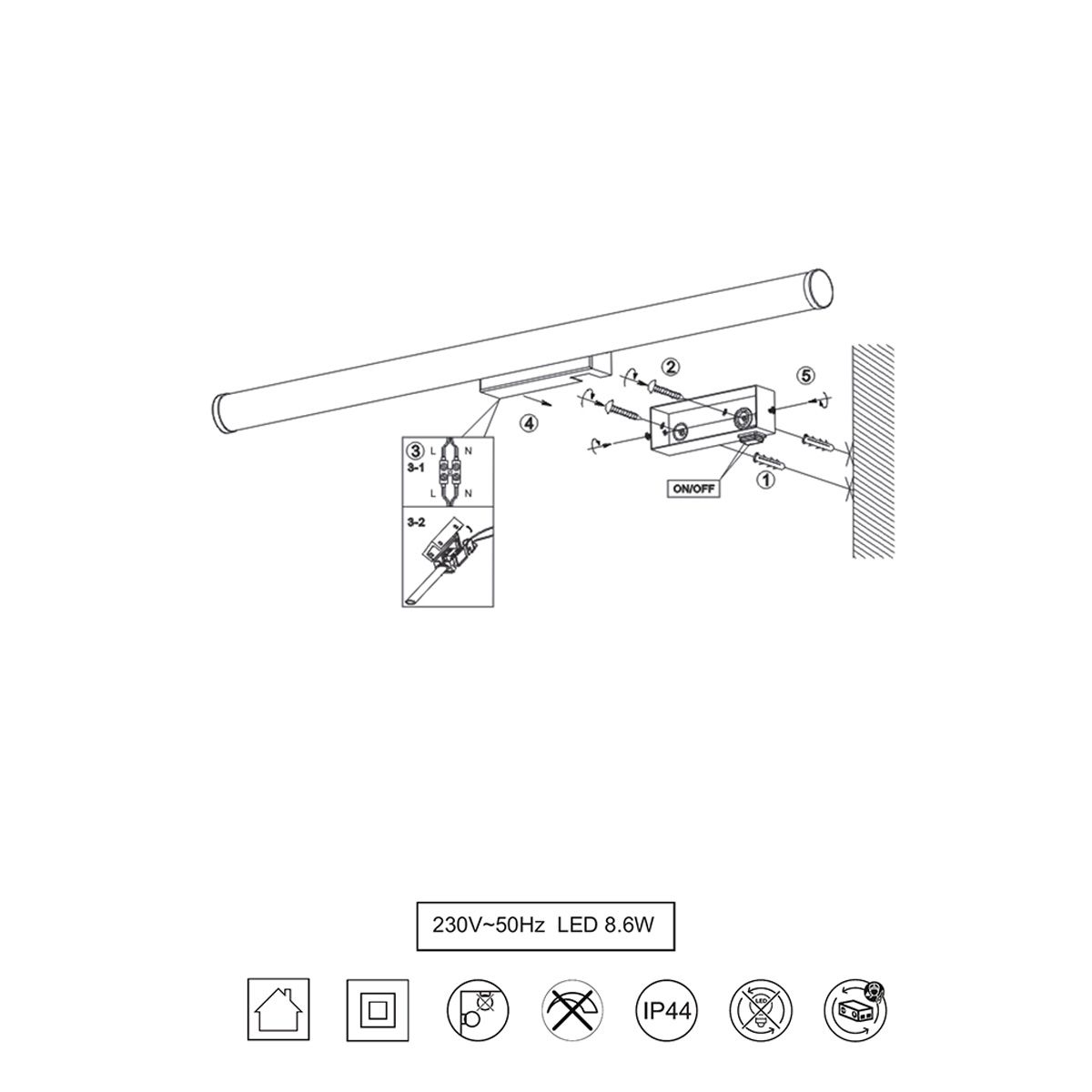 Lampen: LED Bad Wandleuchte, IP44, 80 cm x 5 cm – Neu (gemäss Beschreibung) aus Kreuzlingen von Smart-Light 3