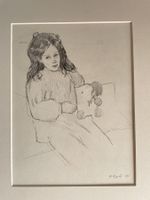 Walter Ropélé. Portait d'une jeune fille. Dessin original.