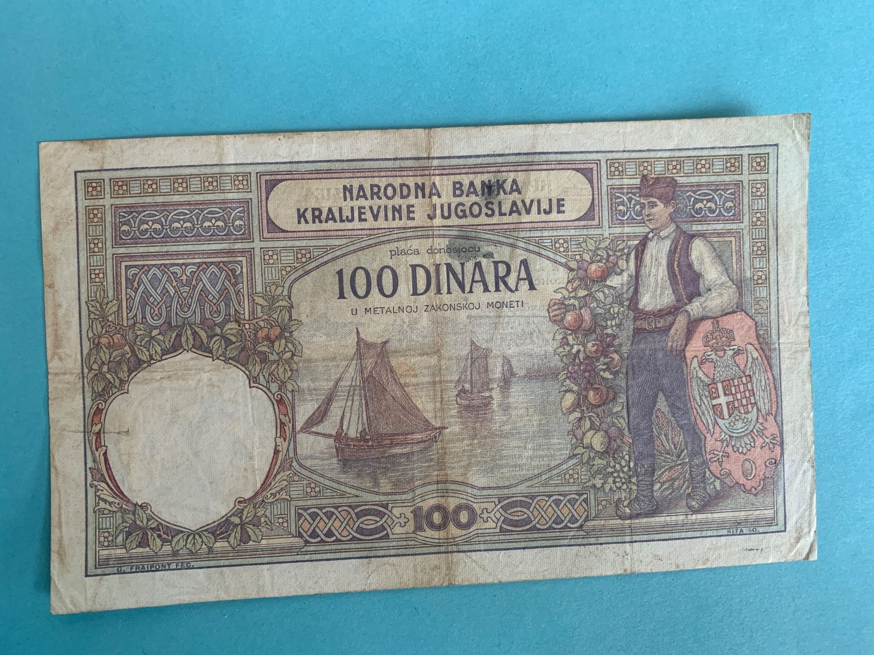 Banconote: JUGOSLAVIA - 100 Dinara 1 Dezember 1929 – Usato da Le Lignon venduto da Trikles 1