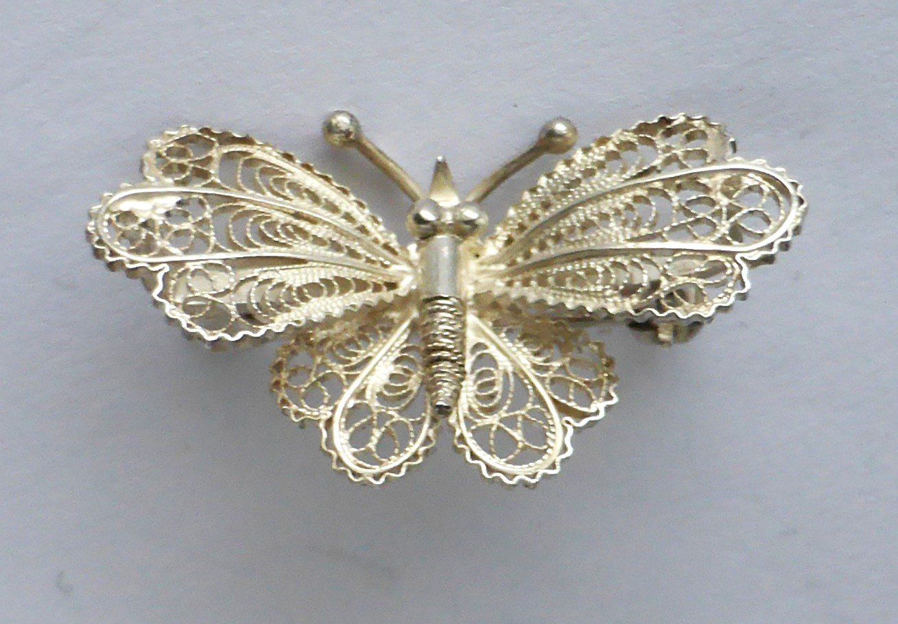 Spille & Fermagli: Wertvolle filigrane Silberbrosche "Papillon / Schmetterling" – Nuovo (secondo la descrizione) da Buochs venduto da ema-coins 4