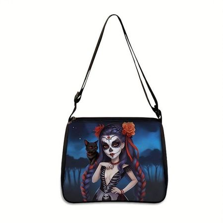 Neu! Gothic Verzauberte Hexe & Schwarze Katze Umhängetasche