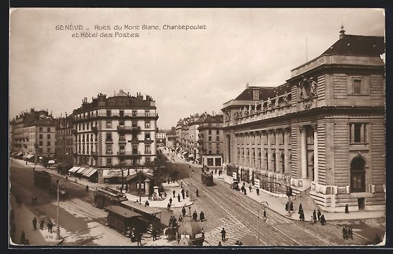 Cartoline postali: Genève, Rues du Mont Blanc, Chantepoule – Usato da Berlin venduto da bartko-reher