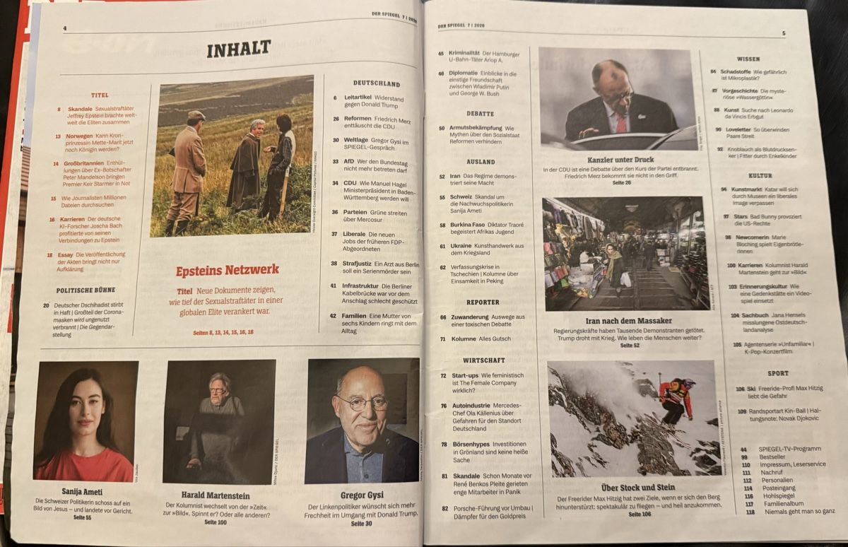Riviste & Magazine: 2x Der Spiegel/ Epstein/Brandmauer/2.26 – Usato da hunzenschwil venduto da Oldipark 6