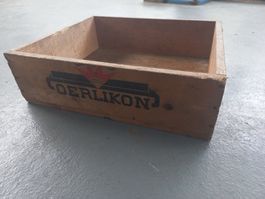 schöne , alte Holz- Harasse OERLIKON Elektroden Oldtimer