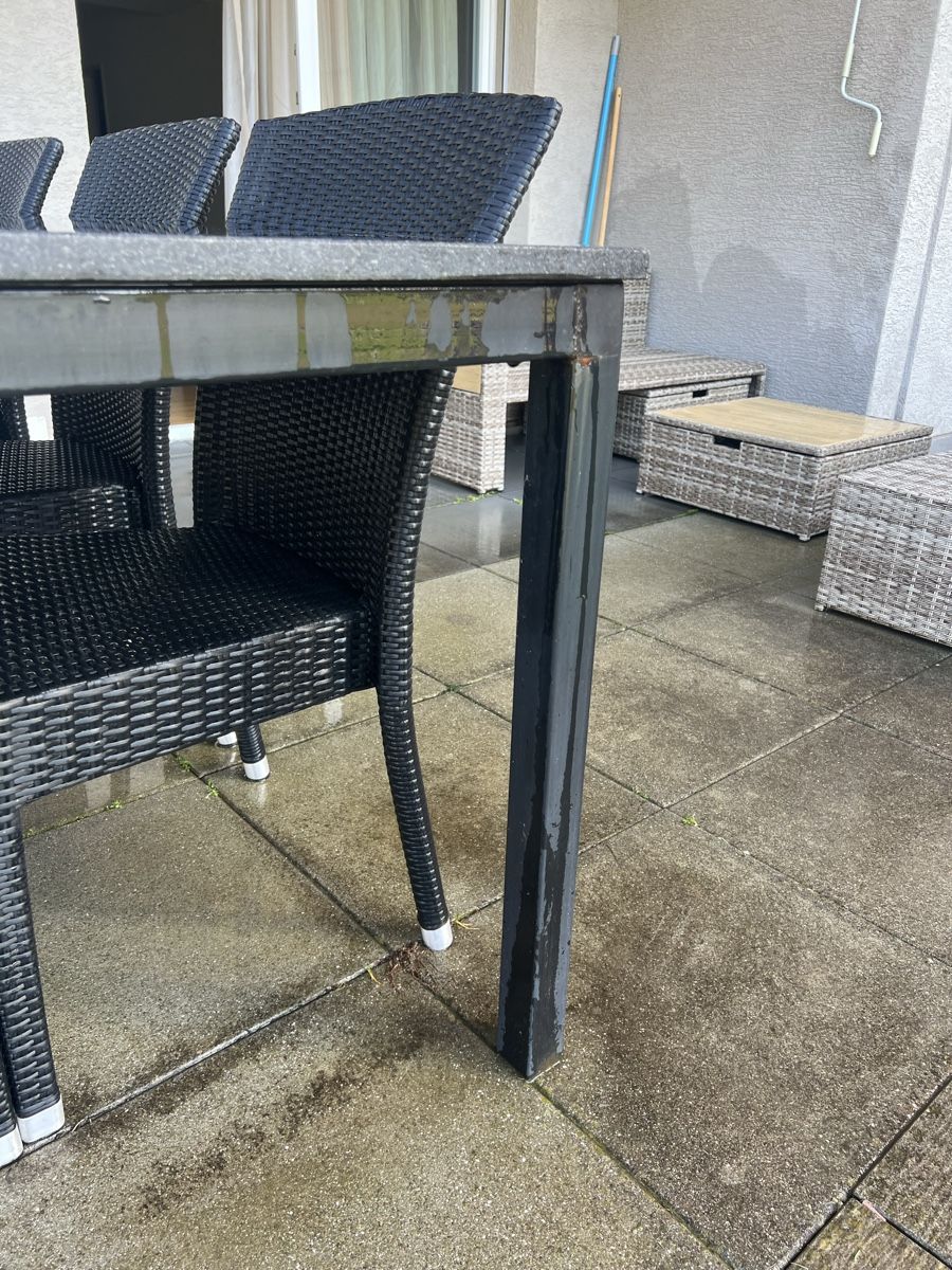 Set de table et chaises: Grosse Gartentischgruppe Granitplatte mit 6 Stühlen – D'occasion à Wetzikon ZH par man_2pd5 6