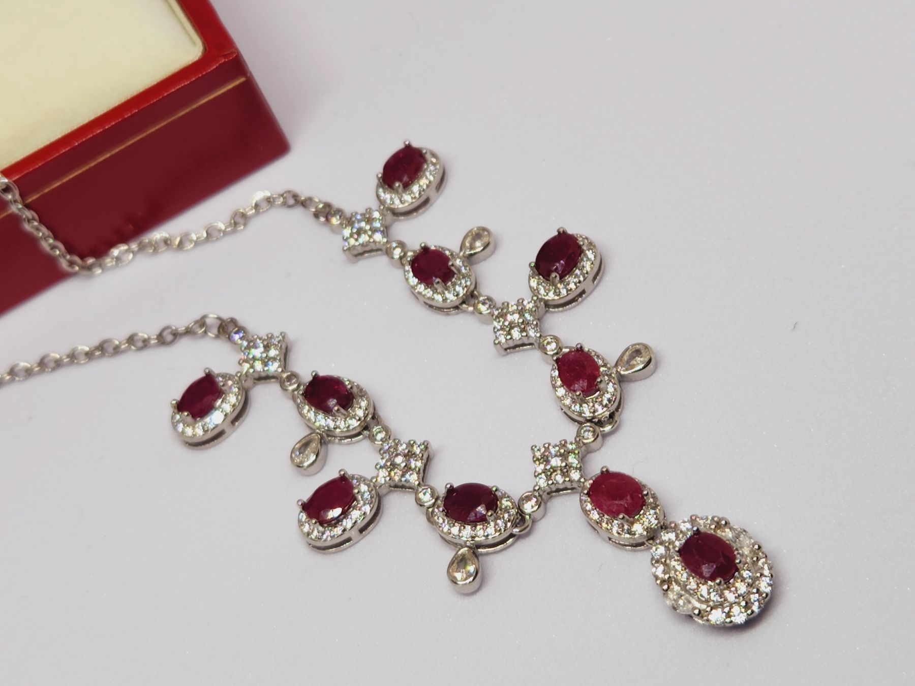 Catenine: Luxus Rubin Collier 925 Silber Neu - Geschenkidee – Nuovo (secondo la descrizione) da St. Gallen venduto da GIULESGG 2
