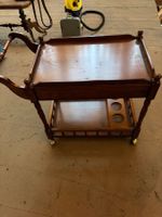 Serviertisch Holz braun Rollen Vintage Zustand