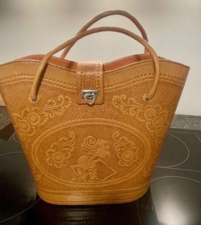 Vintage Ledertasche Handarbeit, einmalig schönes Stück!