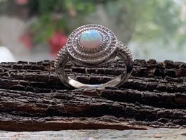 Vintage Ring Opal Zirkonia Grösse: 55 in Sterling Silver 925
