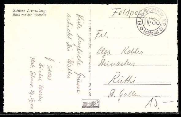 Cartoline postali: Arenenberg, Schloss, Blick von der Wests – Usato da Berlin venduto da bartko-reher 1