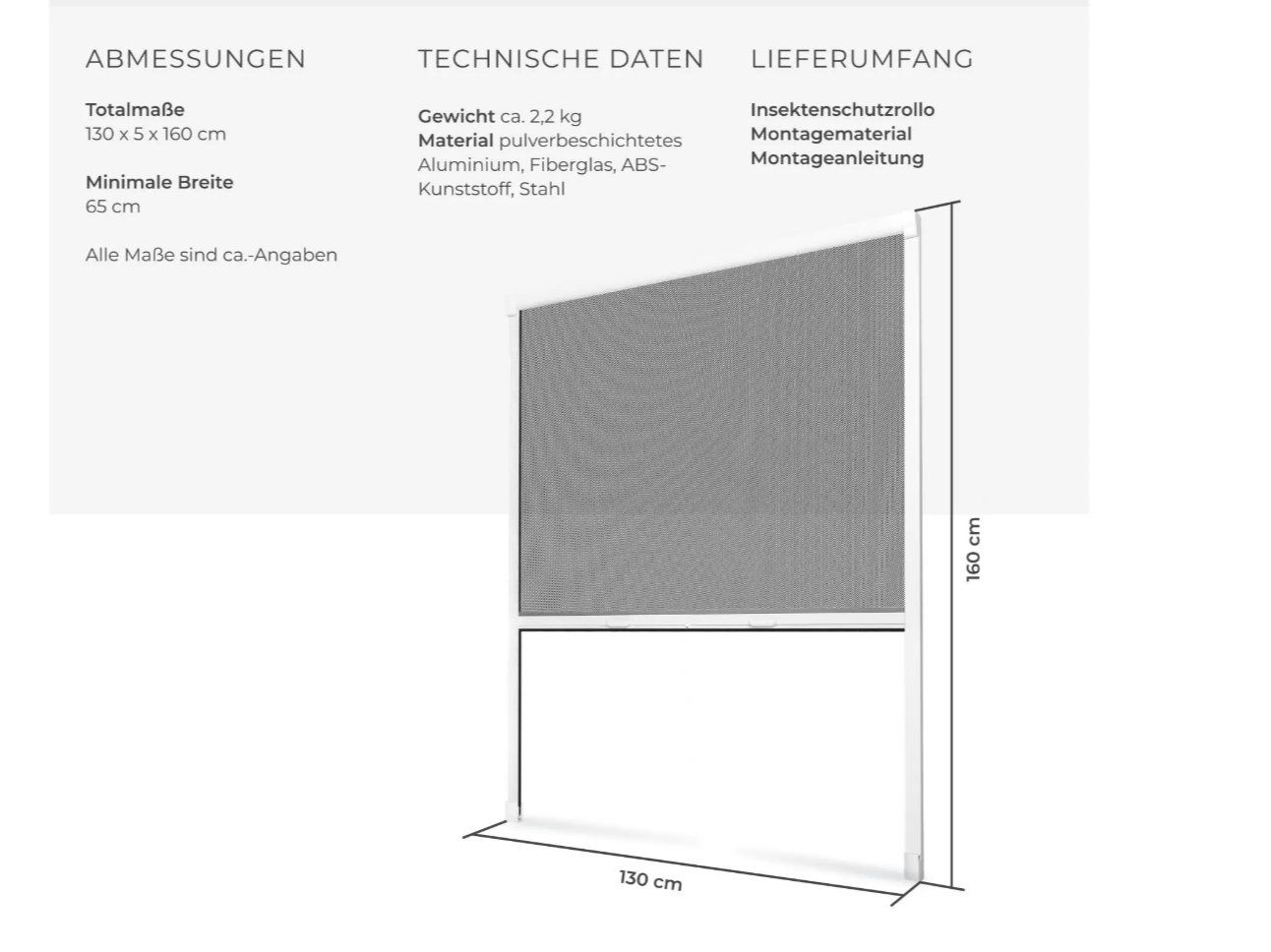 Altro per la casa: Insektenschutzrollo 130 x 160 cm – Nuovo (secondo la descrizione) da Steinhausen venduto da Retourenprofis 1