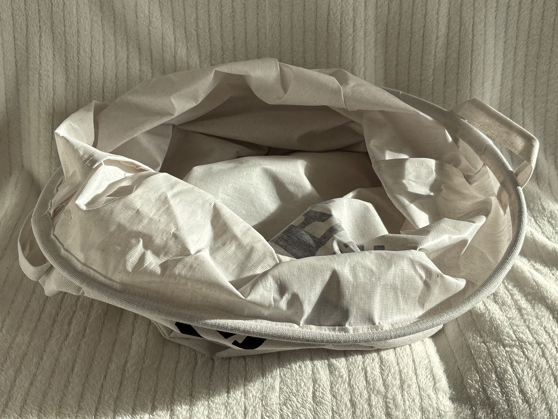 Cesti per biancheria: Wäschekorb Textil beige Aufdruck – Nuovo e nell'imballaggio originale da Oberegg venduto da MR-shop 1
