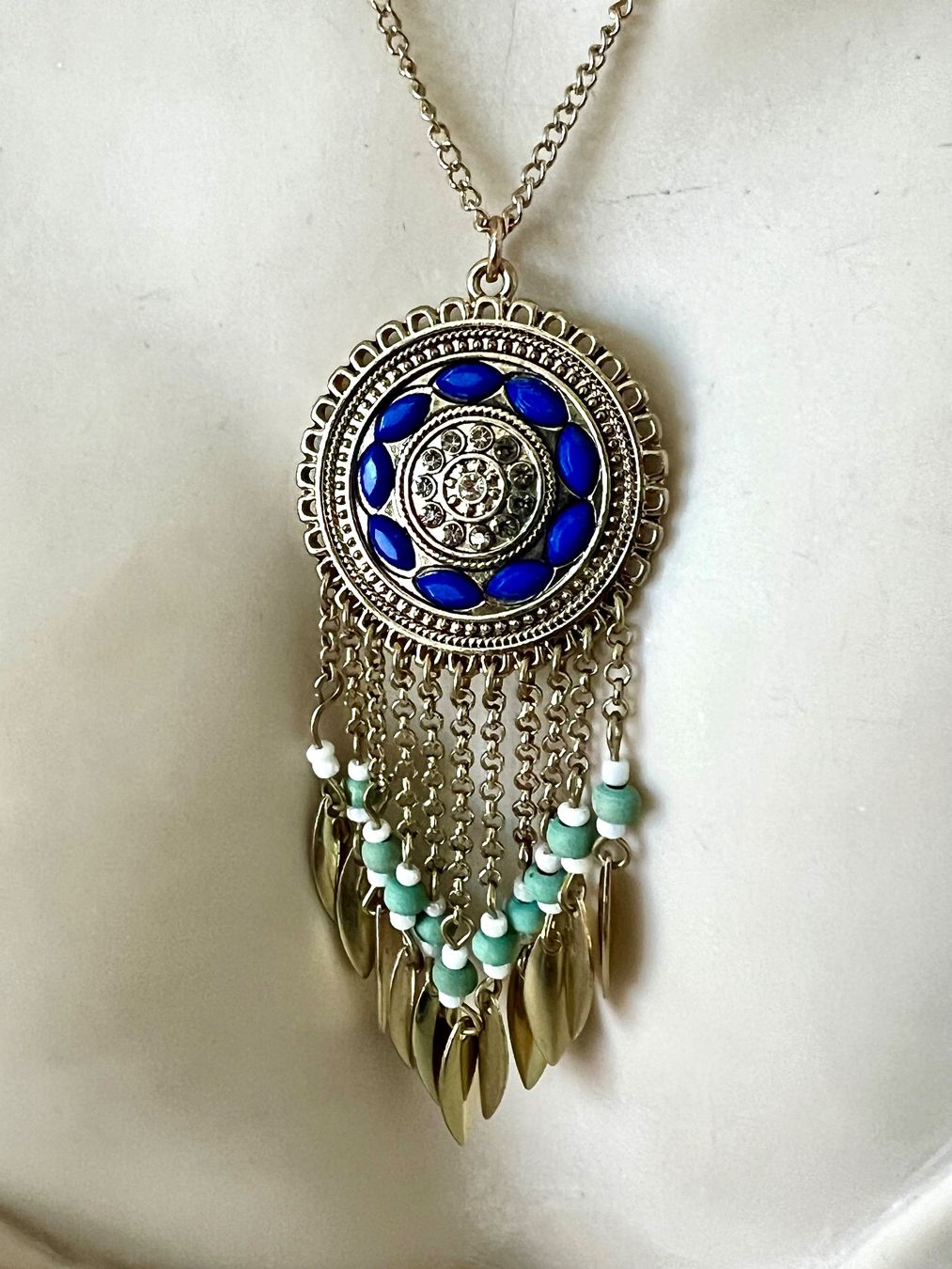 Catenine: Boho Statement Longkette 8cm Traumfänger Anhänger Ethno – Usato da Ruswil venduto da artbyhand 6