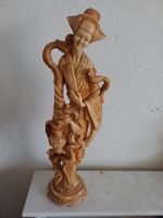 Vintage asiatische Skulptur FRAU Erdfarbig Höhe 49 cm