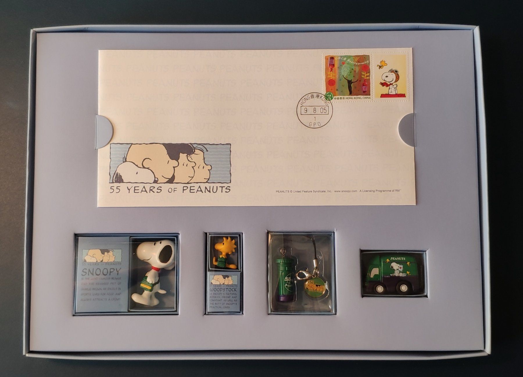 Alle Briefmarken: 55 Jahre Peanuts Briefmarken/Bogen, FDC + Figuren Collection – Gebraucht aus Volketswil von Spacepanda