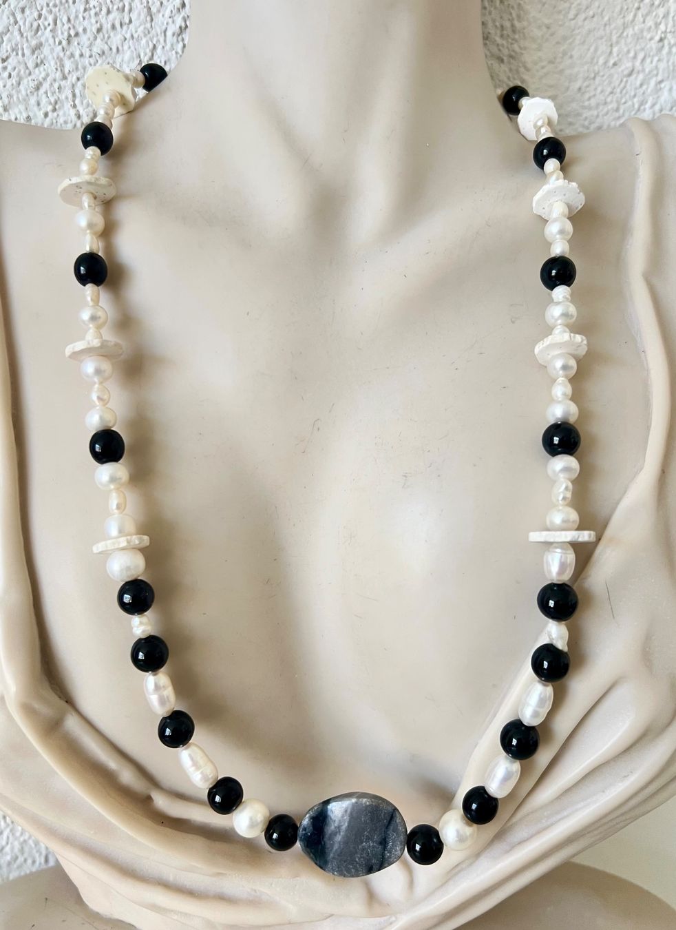 Catenine: Echtperlen Longkette Onyx Picasso Marmor 925 Silber 60cm Neu – Nuovo (secondo la descrizione) da Ruswil venduto da artbyhand 1