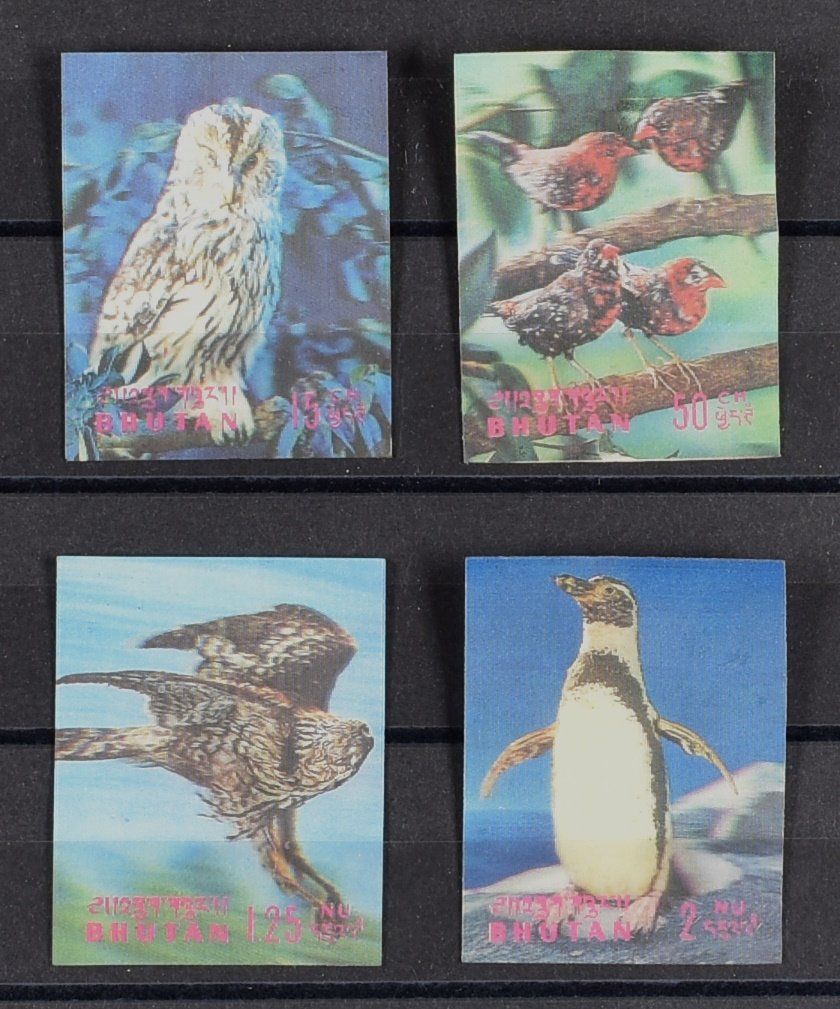 Tutti i francobolli: BHUTAN, 4 WERTE VÖGEL 3D-BRIEFMARKEN, POSTFRISCH! – Nuovo (secondo la descrizione) da Wetzikon ZH venduto da Philimpex