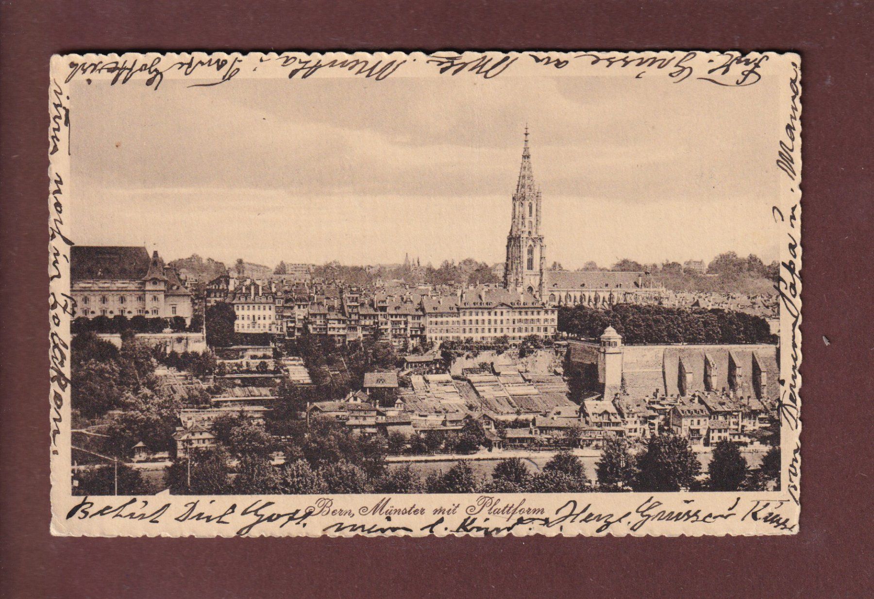 Cartoline postali: BERN - Münster mit Plattform - 1918 // Eckbug // – Usato da Pully venduto da nicecards