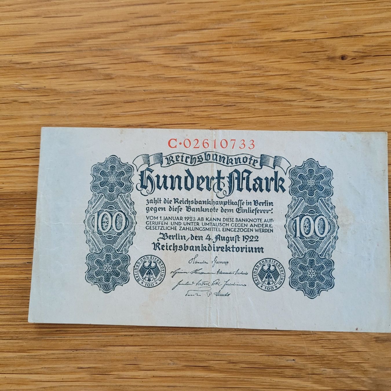 Banconote: Banknote Berlin 1922 100 – Usato da Biel/Bienne venduto da Destockweb