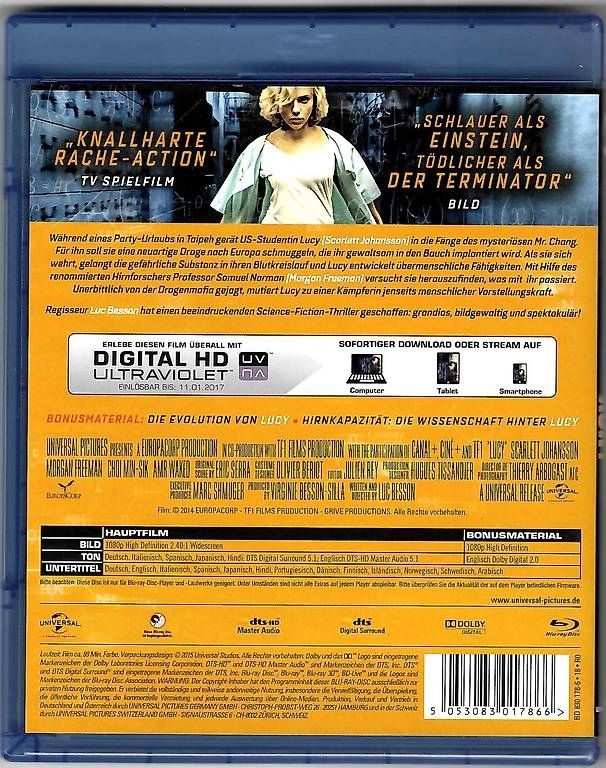 Tutti i DVDs: Lucy - Blu-ray Film – Usato da Dörflingen venduto da Super-Bob 1