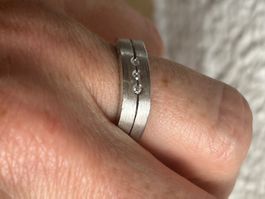 Silber Ring 3times white (54)