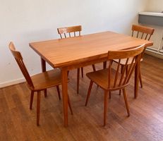 Set von 4 Sprossenstühlen mit Ausziehtisch, Victoria, 50er