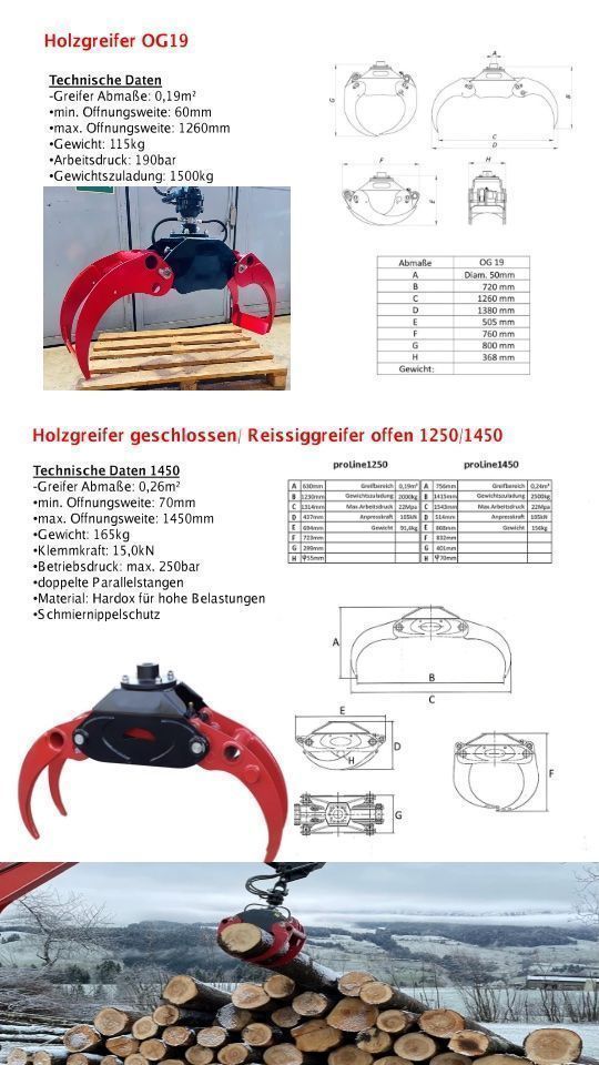 Pinze: Holzzange/ Forstgreifer 1.27m/ 3t Rotator – Nuovo e nell'imballaggio originale da Steinhuserberg venduto da FK93 8