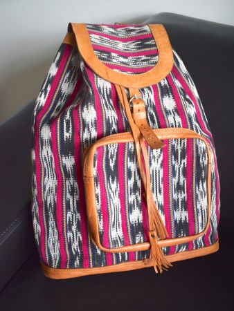 TOP Rucksack Leder gewoben Ethno-Rucksack