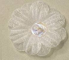 Applique FLEUR organza perle 2.5 BLANC
