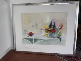 Aquarellbild Sven Spiegelberg Stillleben gerahmt 2002
