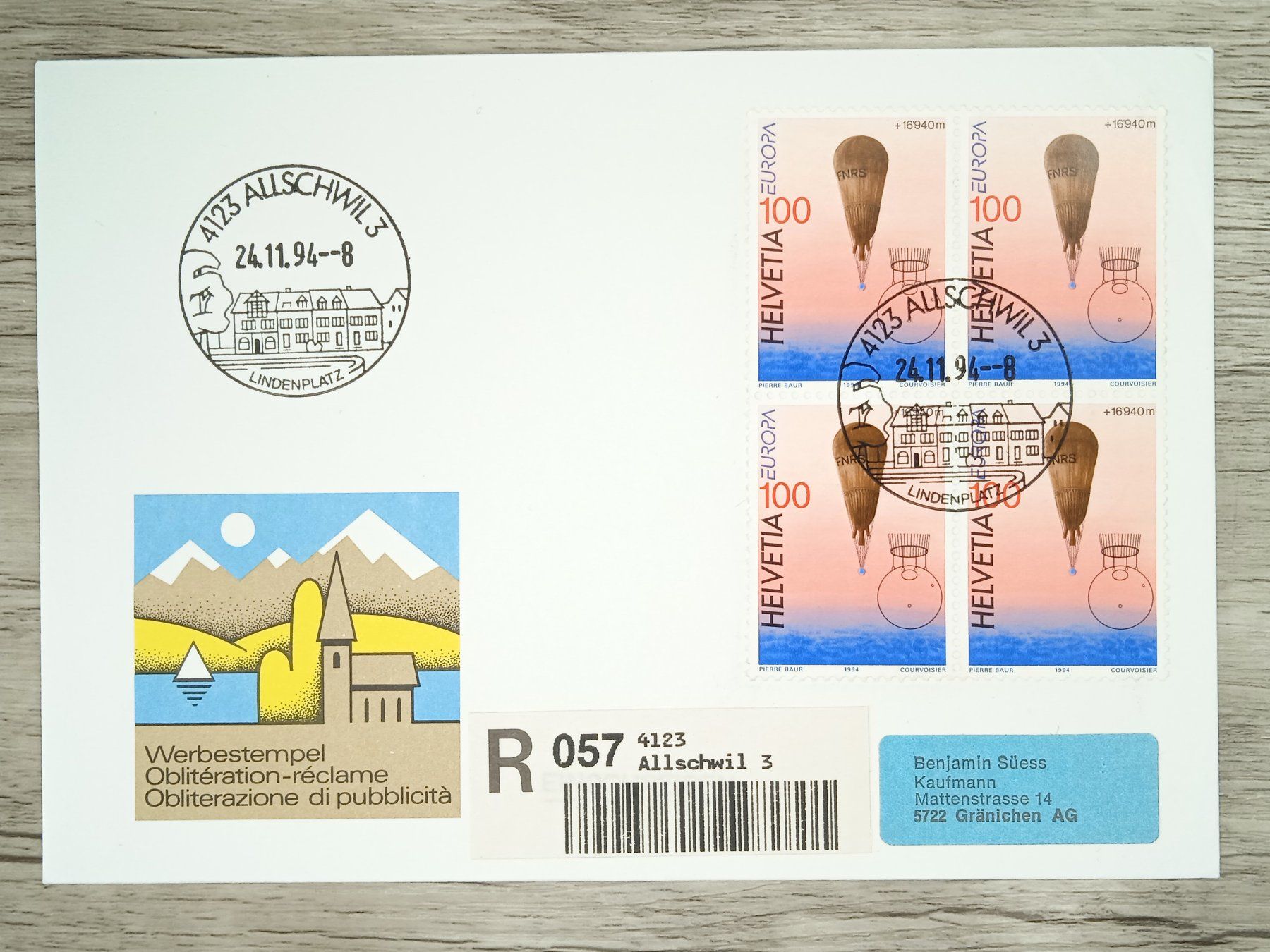 Tutti i francobolli: TR94 Enveloppe Suisse 1994 – Usato da Cousset venduto da Patrick_Collections