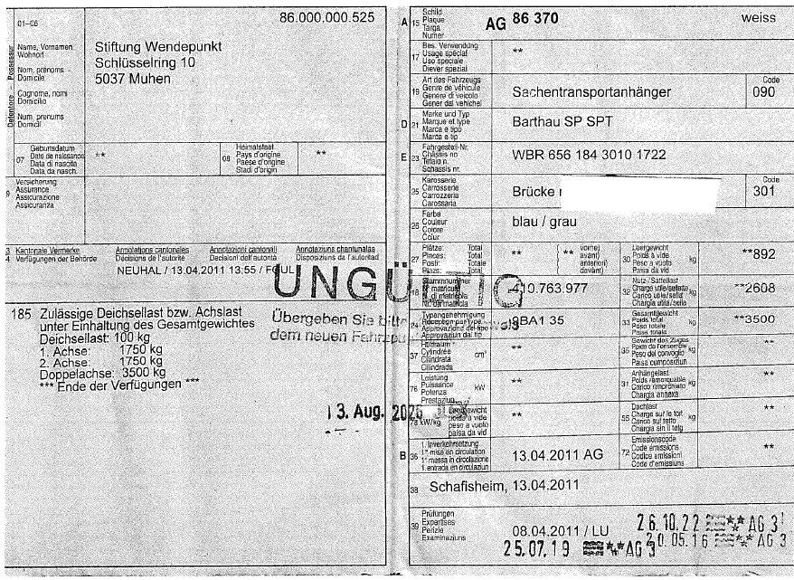 Barthau Rimorchi: Sachentransportanhänger – Usato da Aarburg venduto da Wendepunkt_Fundgrube 8