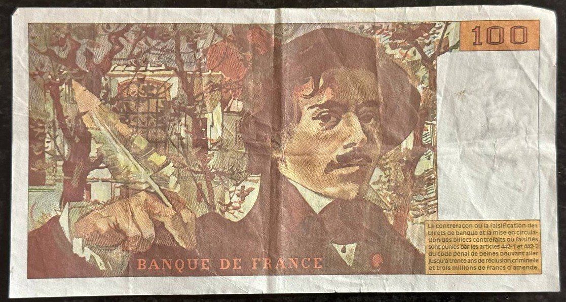 Banconote: Originale 100 Francs Banknote - Delacroix, 1994 – Usato da Beringen venduto da Mantafisch1 1